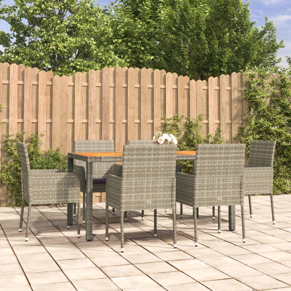 VidaXL Set Da Giardino 7 Pezzi In Legno Di Acacia Con Cuscini – Divani E Tavolo 100x60 Cm Per Esterni - 3