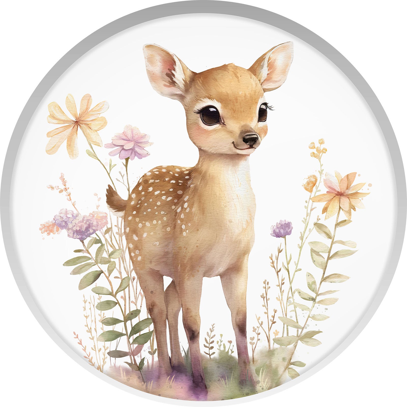 Stickers mural trompe l'oeil Arche rond enfants - Faon - Diamètre 60 cm - 3