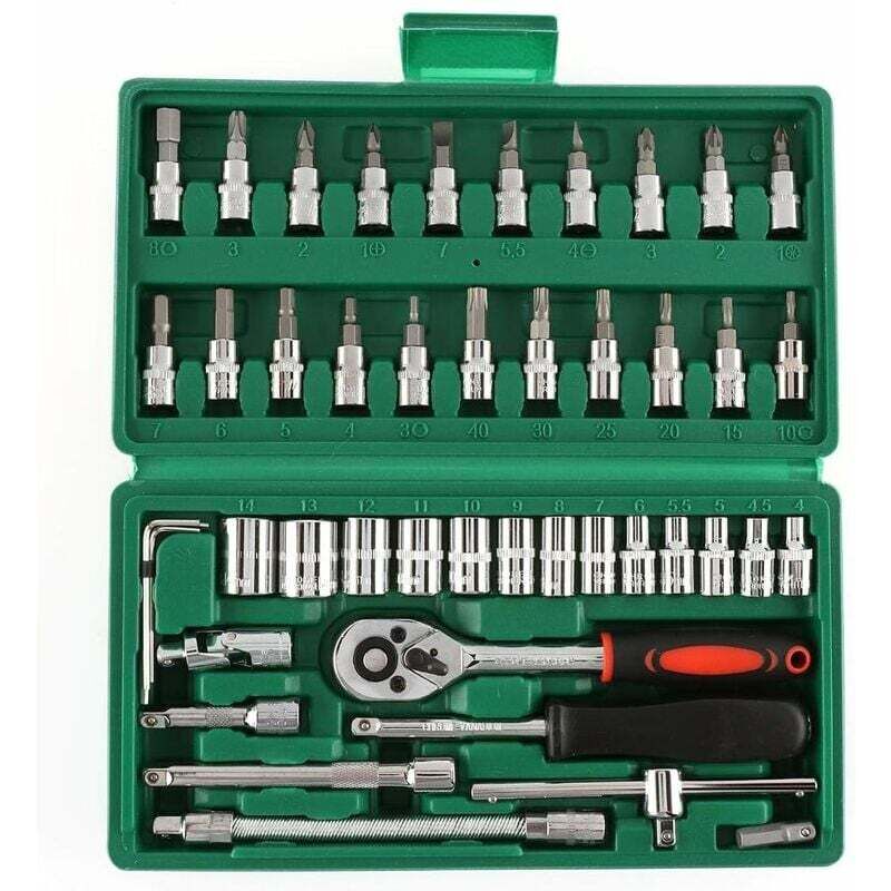 46 pcs 1/4 Pouce Jeu de Douilles Outil de Reparation de Voiture Outils ...