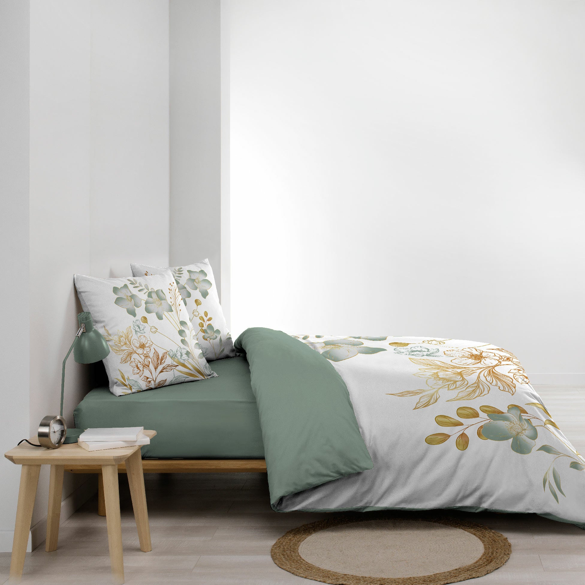 Pack Parure de lit 240 x 220 cm – Coton 42 fils – LOLITA + Drap Housse 140x190 cm Blanc - 3