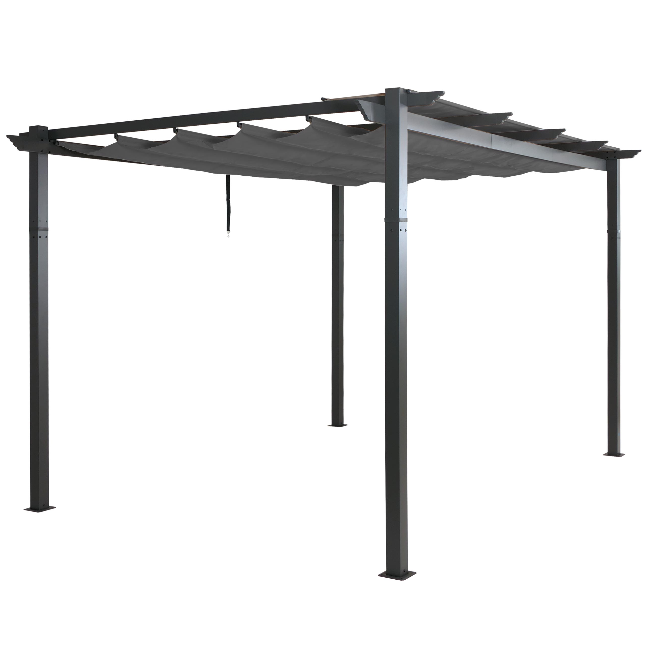 Pergola aluminiowa HWC-N93, pawilon ogrodowy altana ogrodowa, stabilna rama 8cm rozsuwany dach UV50+ 3x4m ~ antracyt