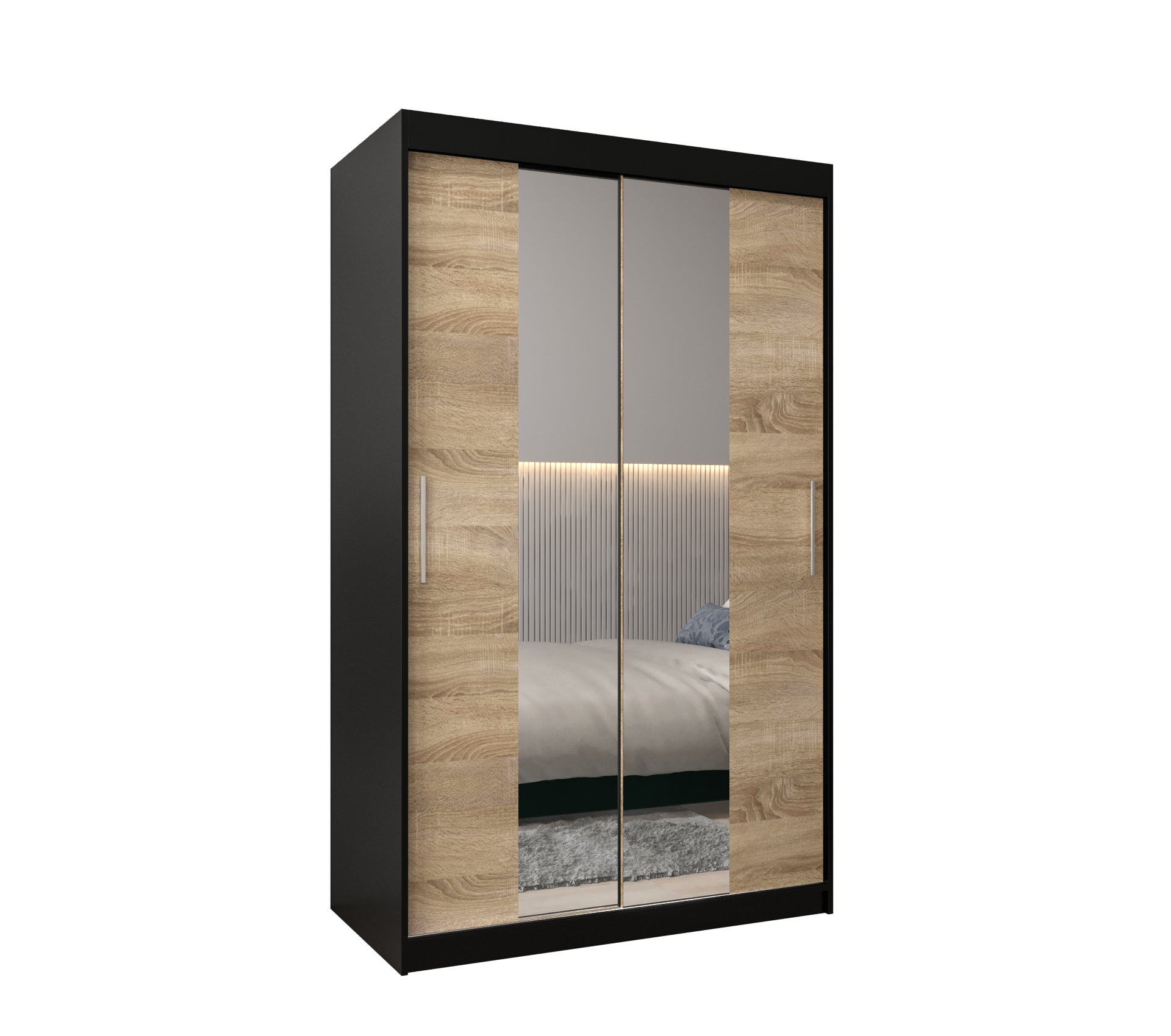Szafa przesuwna garderoba TOKYO 1 120 x 62 x 200 cm Czarny + Sonoma - Abiks Meble