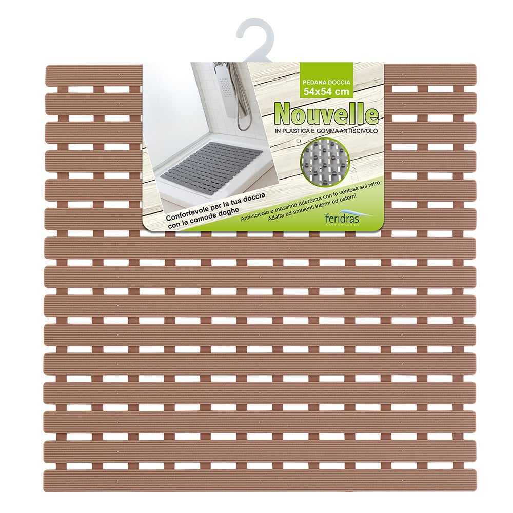 Tappetino Doccia Antiscivolo Antifungino - 54x54cm Bianco Con Ventose