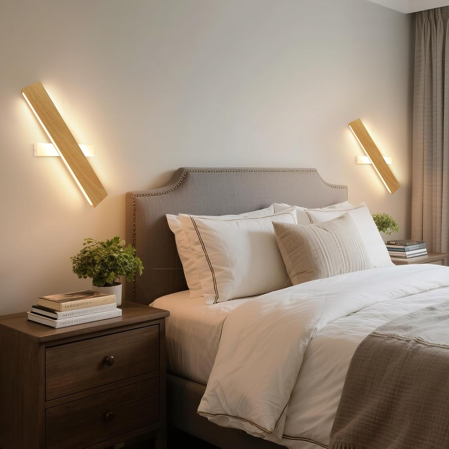 NETTLIFE Applique LED 52cm Legno Moderna, Design Su e Giù 17W Bianco Caldo 3000K, Luce Indiretta per Soggiorno Camera da Letto Corridoio Scale - 2