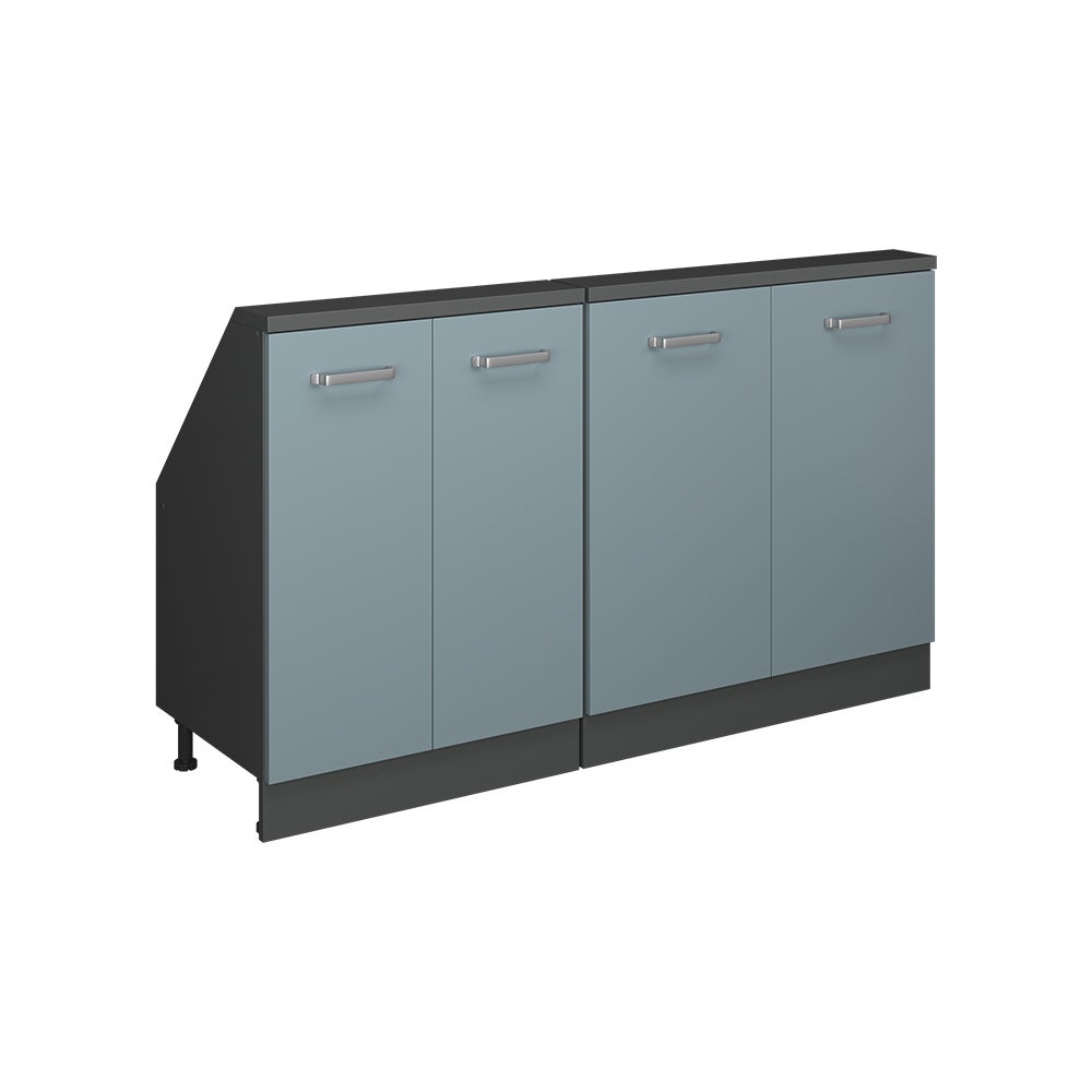 Vicco Szafka kuchenna na dach skośny R-Line, Niebiesko-szary, 140 cm Zestaw 2 sztuk