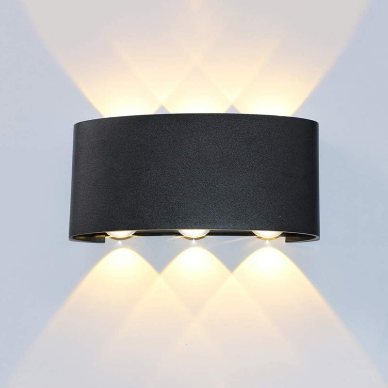 Lampa LED 6W, kinkiet wewnętrzny i zewnętrzny z aluminium, lampa ścienna wodoodporna (6W, ciepła biel)