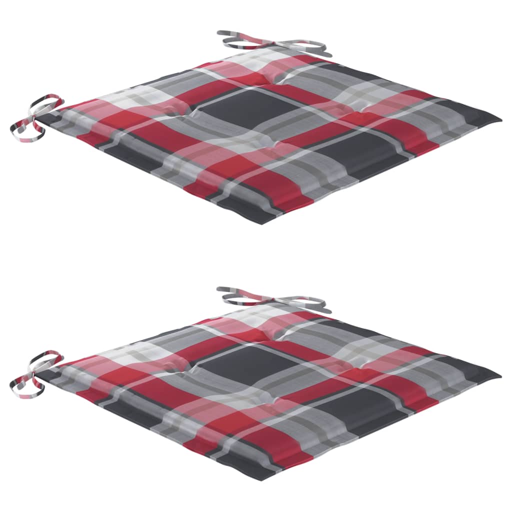 Maison Exclusive - Sedie da Giardino Cuscini Motivo Quadri Rosso 2pz Massello Teak - 6