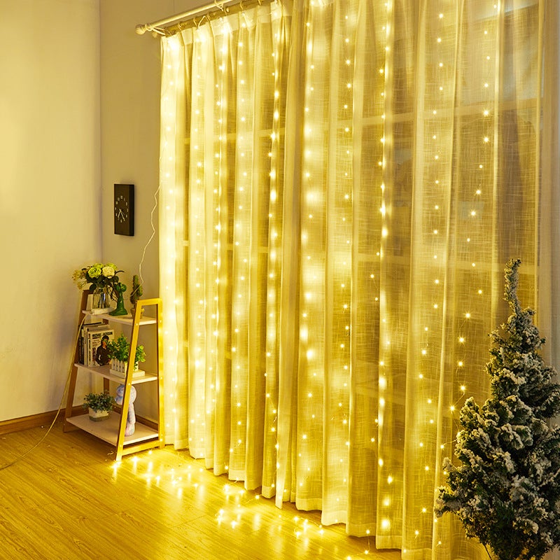 CERIAL Luci natalizie da, 2 x 1 m, per esterni, alimentata a batteria, filo verde, luci a cascata con telecomando, impermeabile (bianco