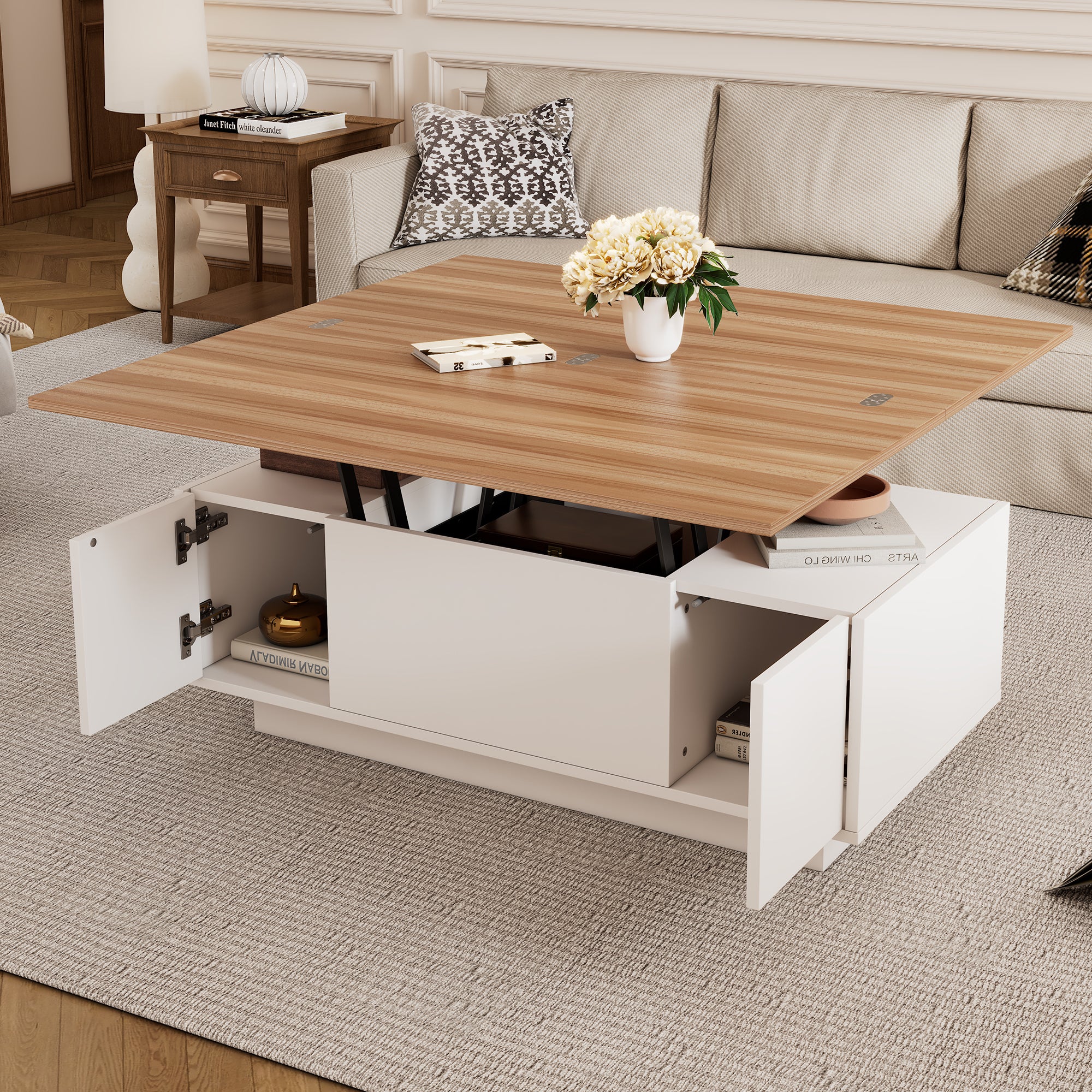 VOWNER Table Basse, Table Basse Réglable En Hauteur, Pull-Out, Table Basse Extensible