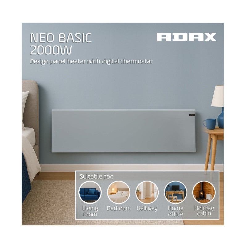 Radiateur électrique ADAX - Argent - 2000 W - 139,4 x 37 x 9 cm - Neo Basic NP20 KDT - 2