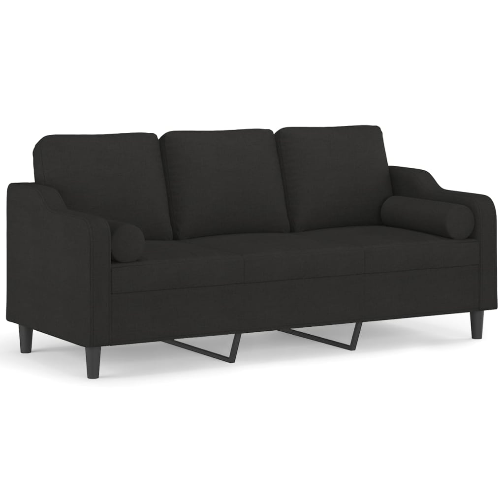 Sofá de 3 plazas | sofá de salón | sofá de descanso con cojines tela negro 180 cm cfw44176