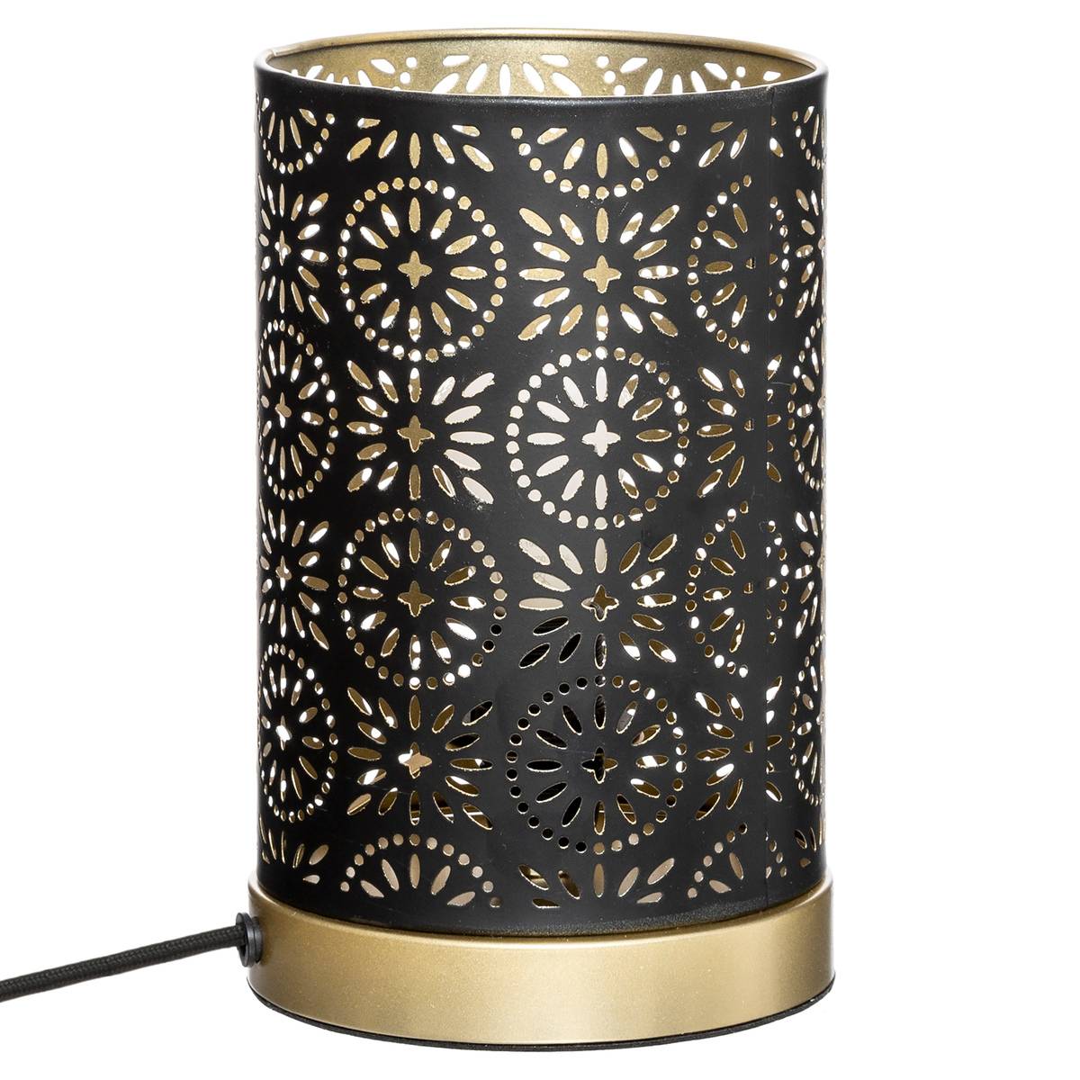 Lampe De Table Gypsy Noire Métal Ajouré Atmosphera - Style Oriental Élégant H21.5 Cm