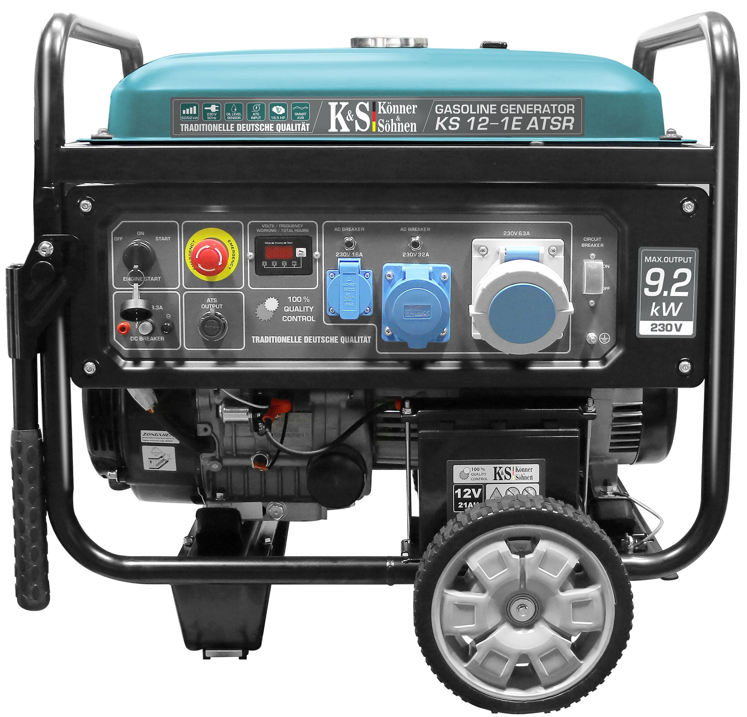 Generator benzynowy „Könner &amp; Söhnen” KS 12-1E ATSR Moc maksymalna, kW 9.2