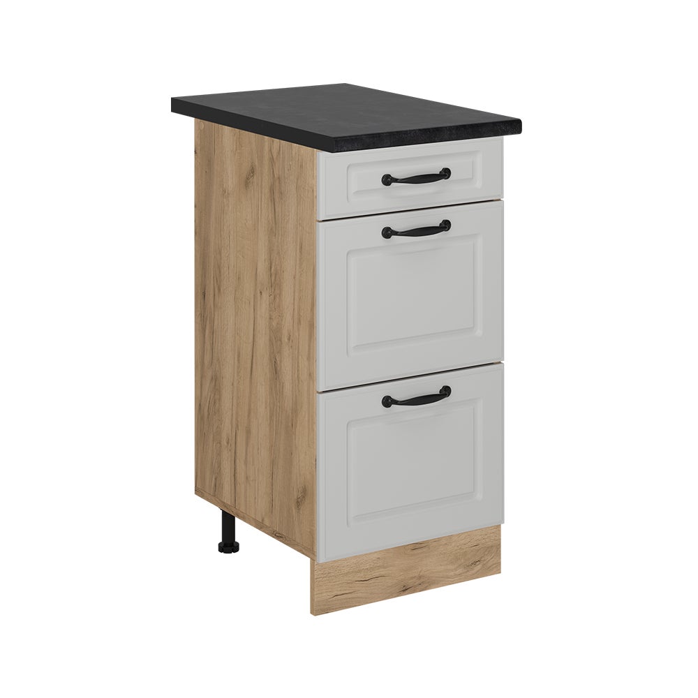 Vicco Szafka dolna do kuchni R-Line, Biały domek wiejski, 40 cm z szufladami, BP Antracyt