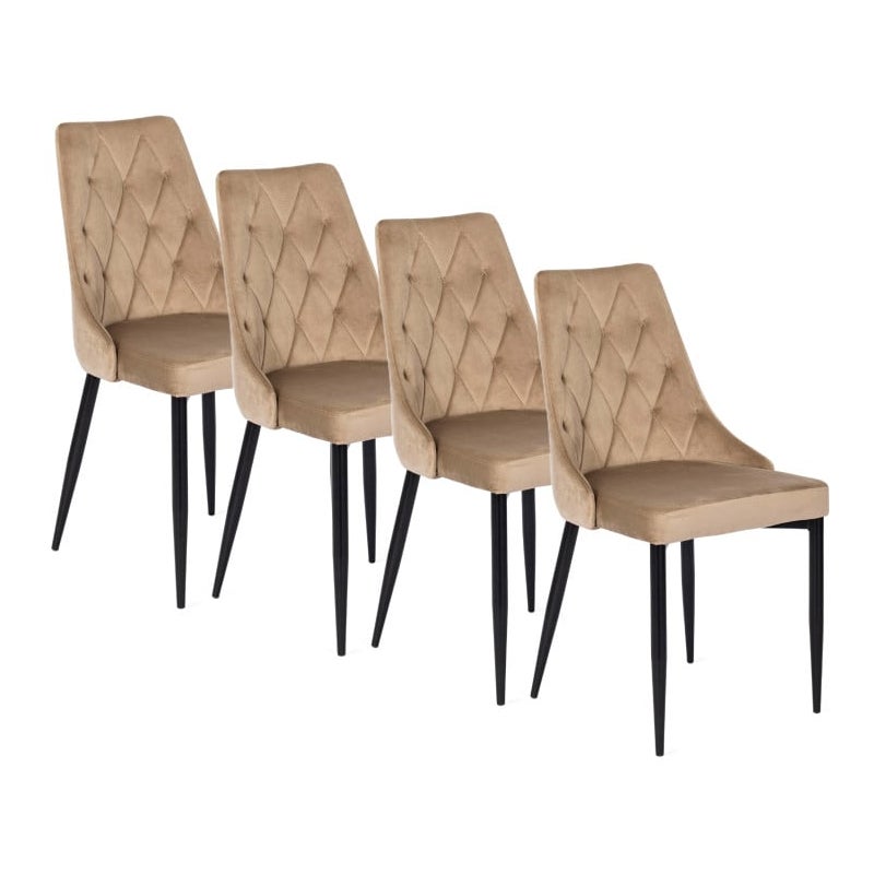 Zestaw 4x Krzesło CORK Ciemny Beż Welur do Salonu