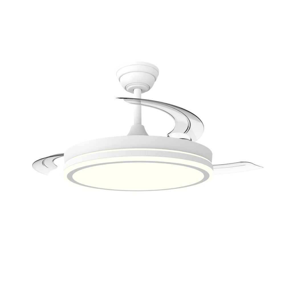Ventilador de techo retráctil con luz LED 7 velocidades, función y modo noche, Wonderlamp Marevo blanco 106 cm motor DC silencioso con APP y mando - 7