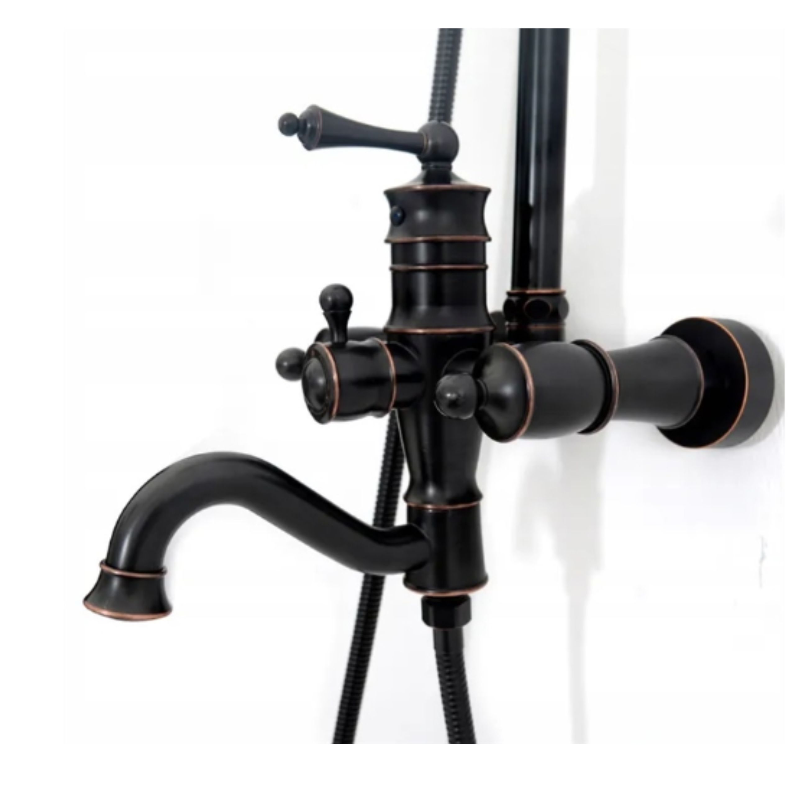 Conjunto de duche com torneira retro, Preto - 2