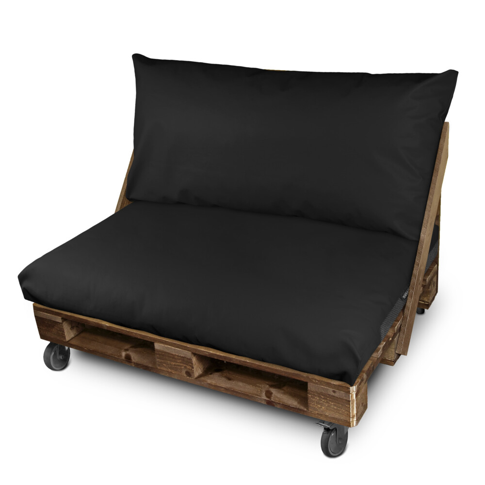 Cojín para palets polipiel exterior negro funda respaldo esquina 65x45x25 sin relleno