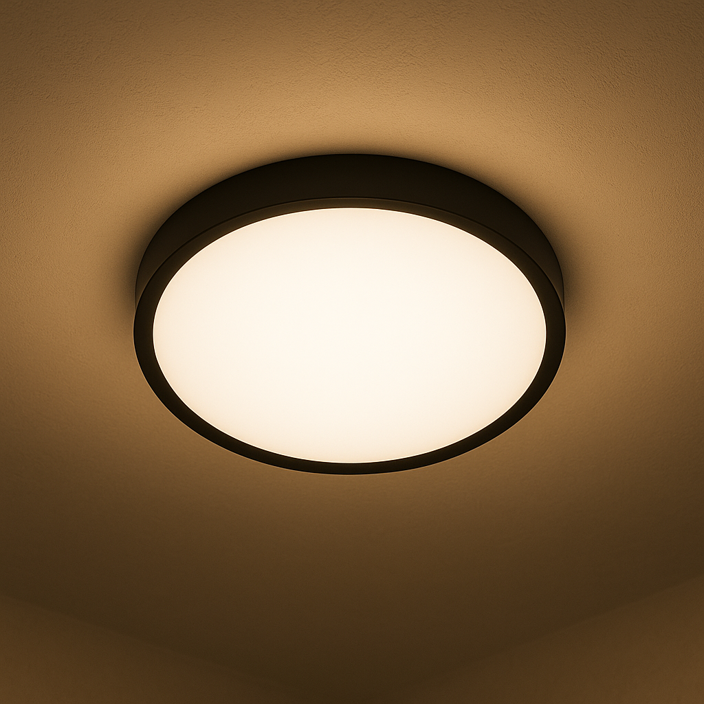 Plafon LED 2x E27 Luvo 30,5cm IP44 z czujnikiem ruchu sufitowy okrągły czarny lampa oprawa MasterLED - 2