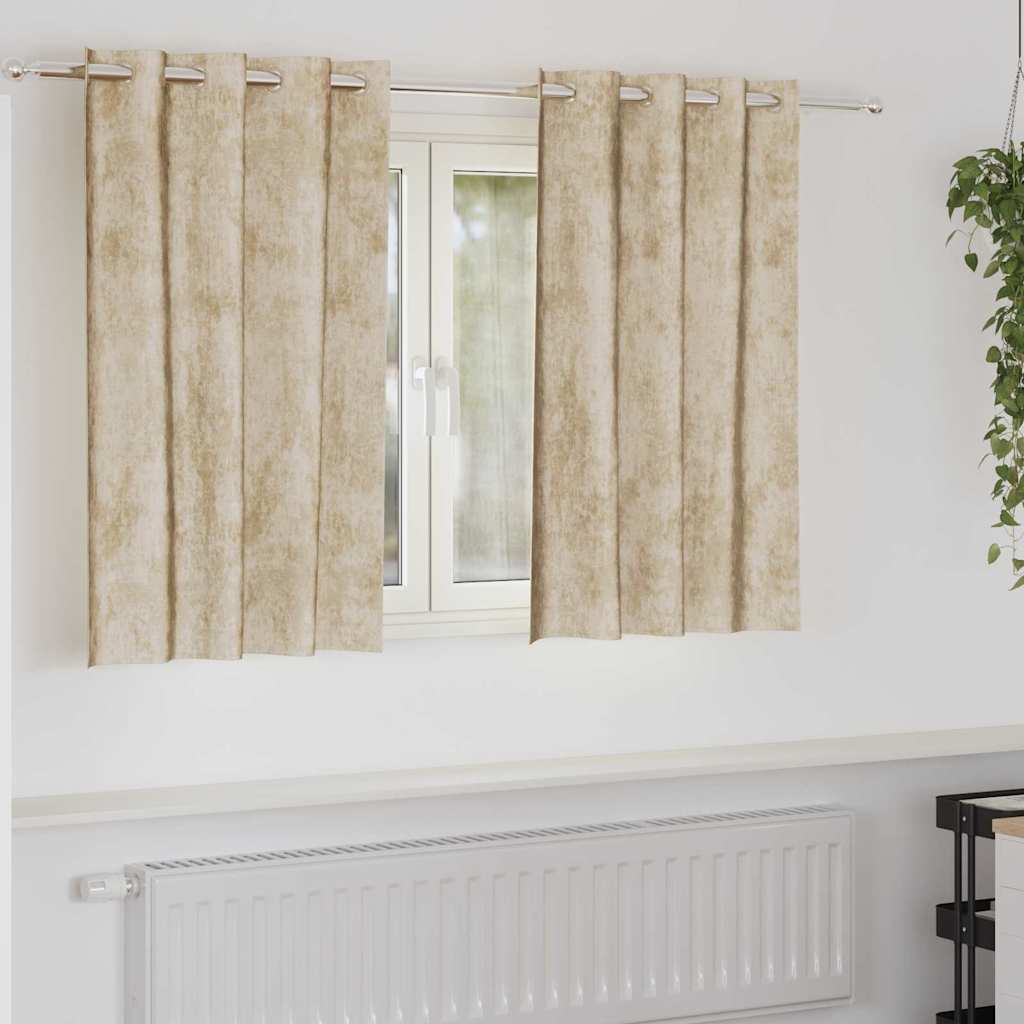Zasłony z weluru z zasłonami 2 pcs Kremowy 140 x 140 cm Aksamit vidaXL