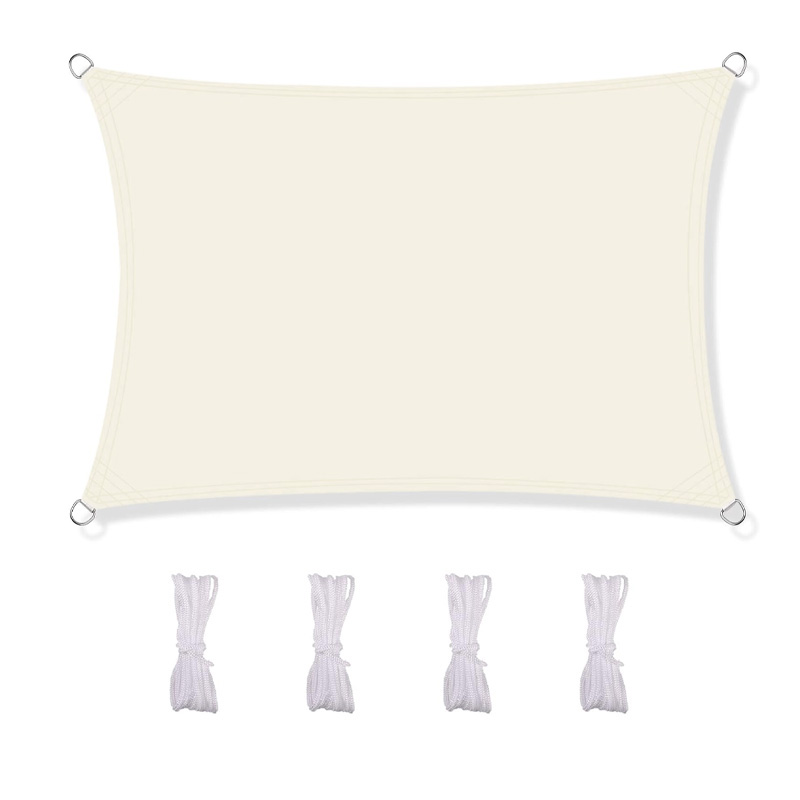 Żagiel przeciwsłoneczny prostokątny, wodoodporny i odporny na promieniowanie UV, na tarasy, do ogrodów, trawników, 4 x 4 m, beżowy