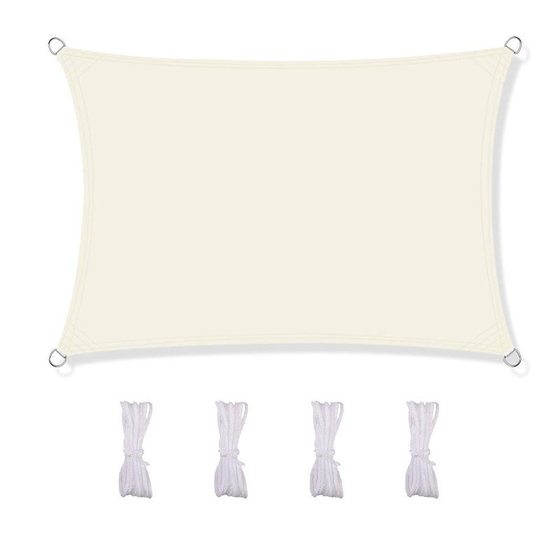 Żagiel przeciwsłoneczny prostokątny, wodoodporny i odporny na promieniowanie UV, na patio, do ogrodu, na trawnik, 3 x 6 m, beżowy