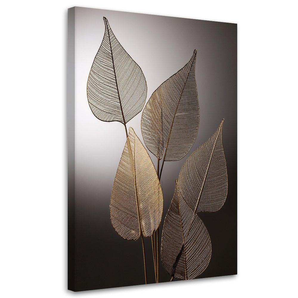 Obraz na płótnie, Złote Liście Minimalizm 40x60