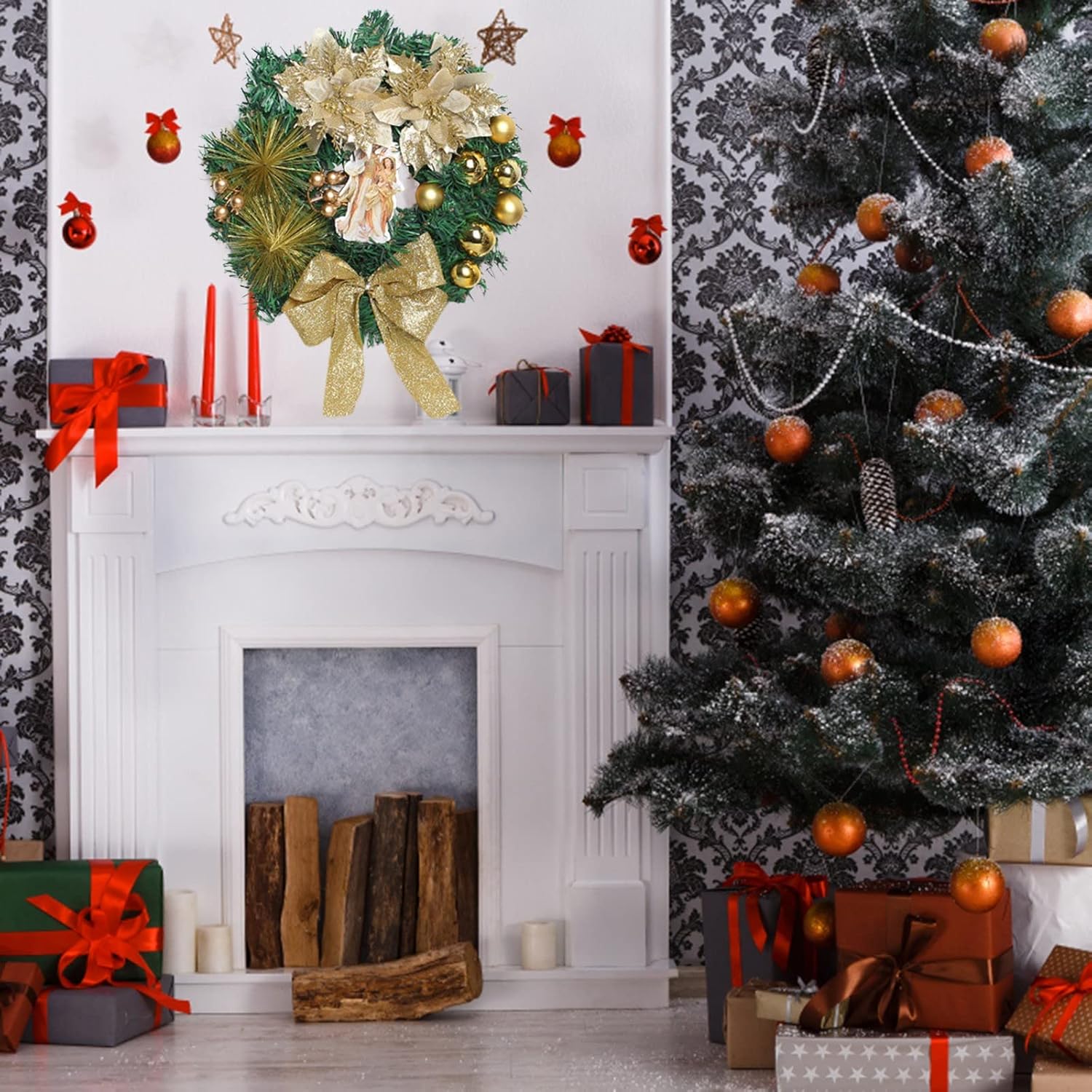 Grinalda de Natal para presépio de 40 cm, decorações de Natal, grinalda de Natal artificial, artigos para festas de Natal - 2