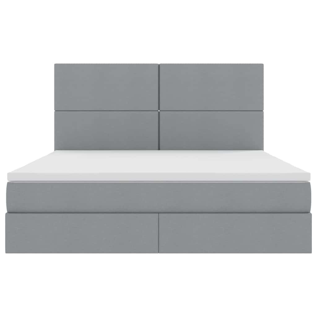 Lit avec rangement et matelas, en tissu gris clair, pour la chambre, 180 × 200 cm - 6