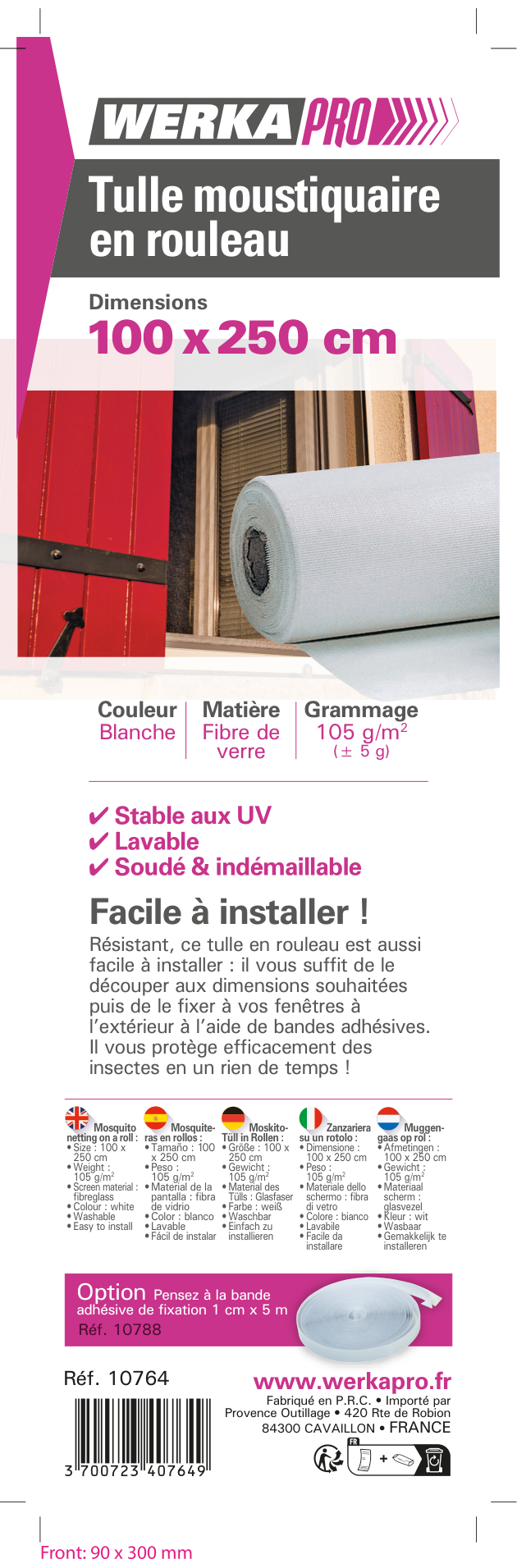 Tulle moustiquaire WERKA PRO 100x250cm Blanc - 6