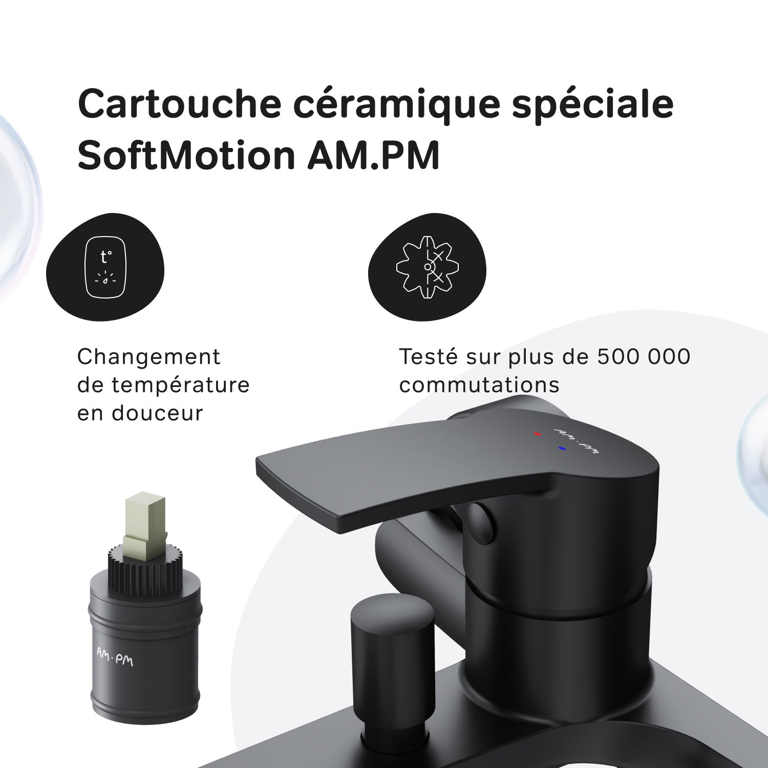 Mitigeur de baignoire mécanique Robinet salle de bain, mitigeur de bain, Chromé,Hit F8Y10022 AM.PM - 4