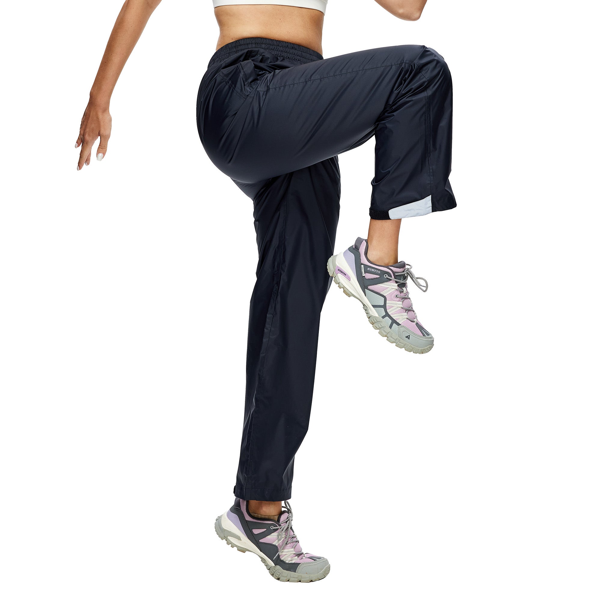 Pantalon de Travail/Pluie Taille 38 Imperméable et Pliable Femme - Léger, Respirant et Coupe-vent, avec Sac de Rangement - Noir M - 3