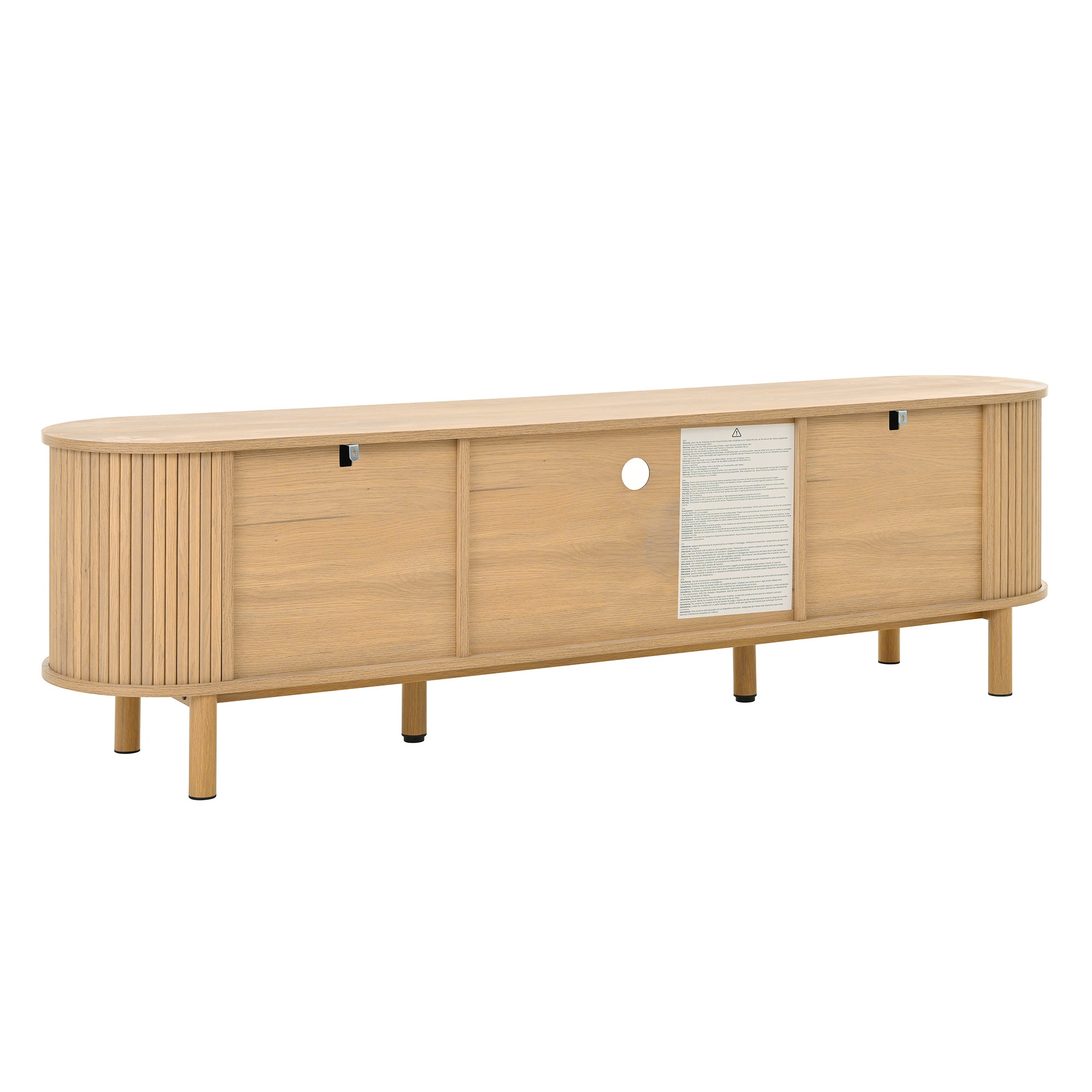 Meuble TV bas 175x36x51 cm couleur boir, Meuble tele avec tiroirs et pieds métal, Plateau arrondi et 5 rangements - 7