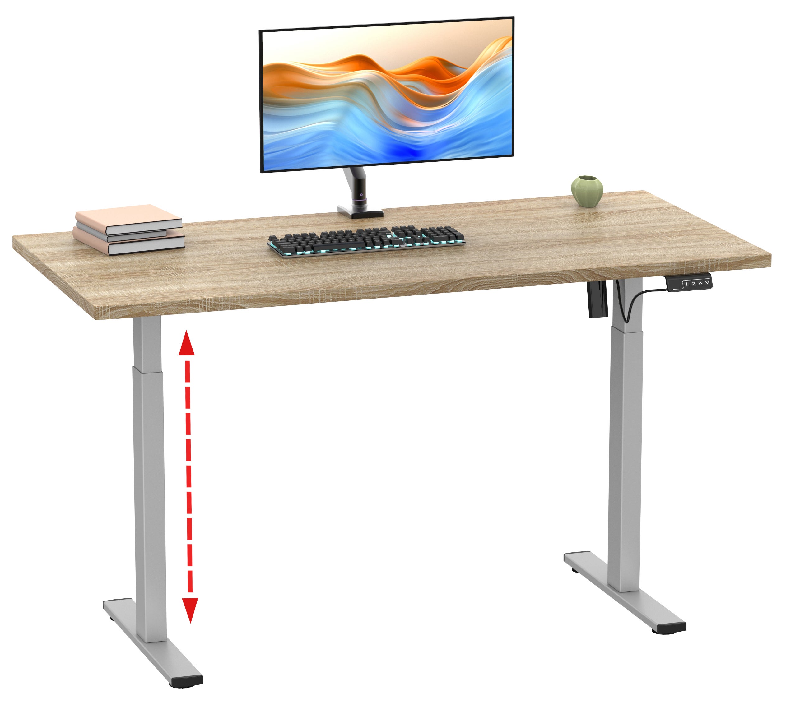VCM Biurko Lona Srebro / Sonoma Oak H. 71-120 x B. 140 x T. 50 cm