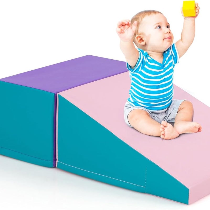 Zestaw do Ćwiczeń Motorycznych dla Niemowląt z Pianki z Drabinką i Zjeżdżalnią dla Dzieci w Wieku od 6 Miesięcy do 3 Lat (Różowy + Niebieski)