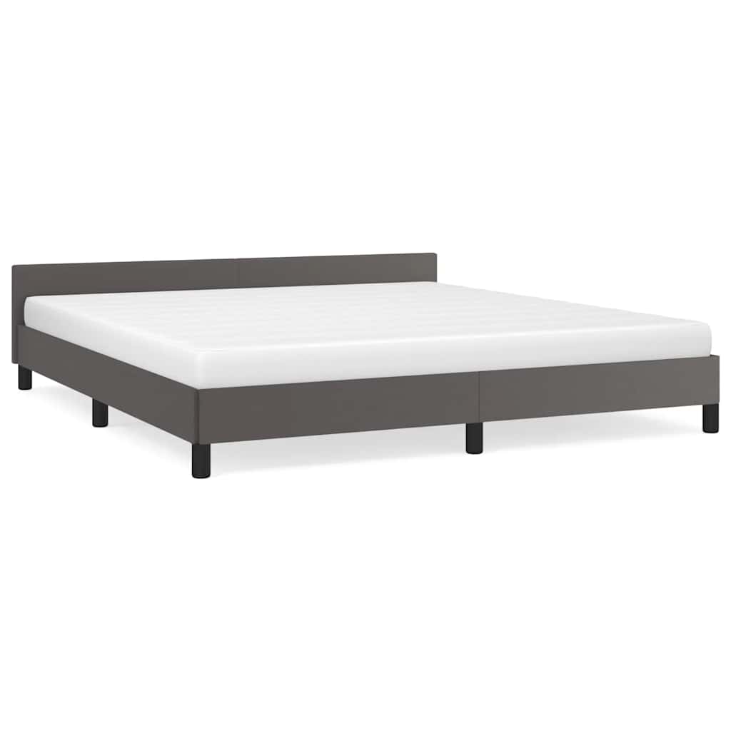 Cadre de lit avec tête de lit sans matelas gris 160 x 200 cm - 2