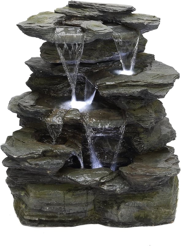 Fontanna Greifensteine Fontanna ogrodowa o wyglądzie naturalnego kamienia z oświetleniem LED