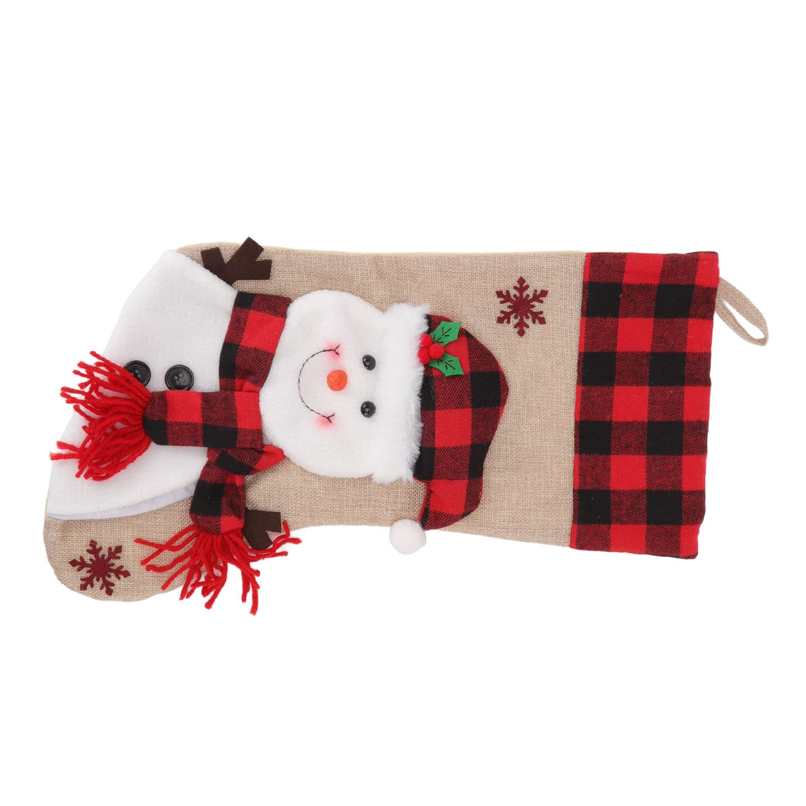 Decoração de Natal, Meia de Natal Xadrez Vermelha Padrão 3D Pendurado Natal - 9