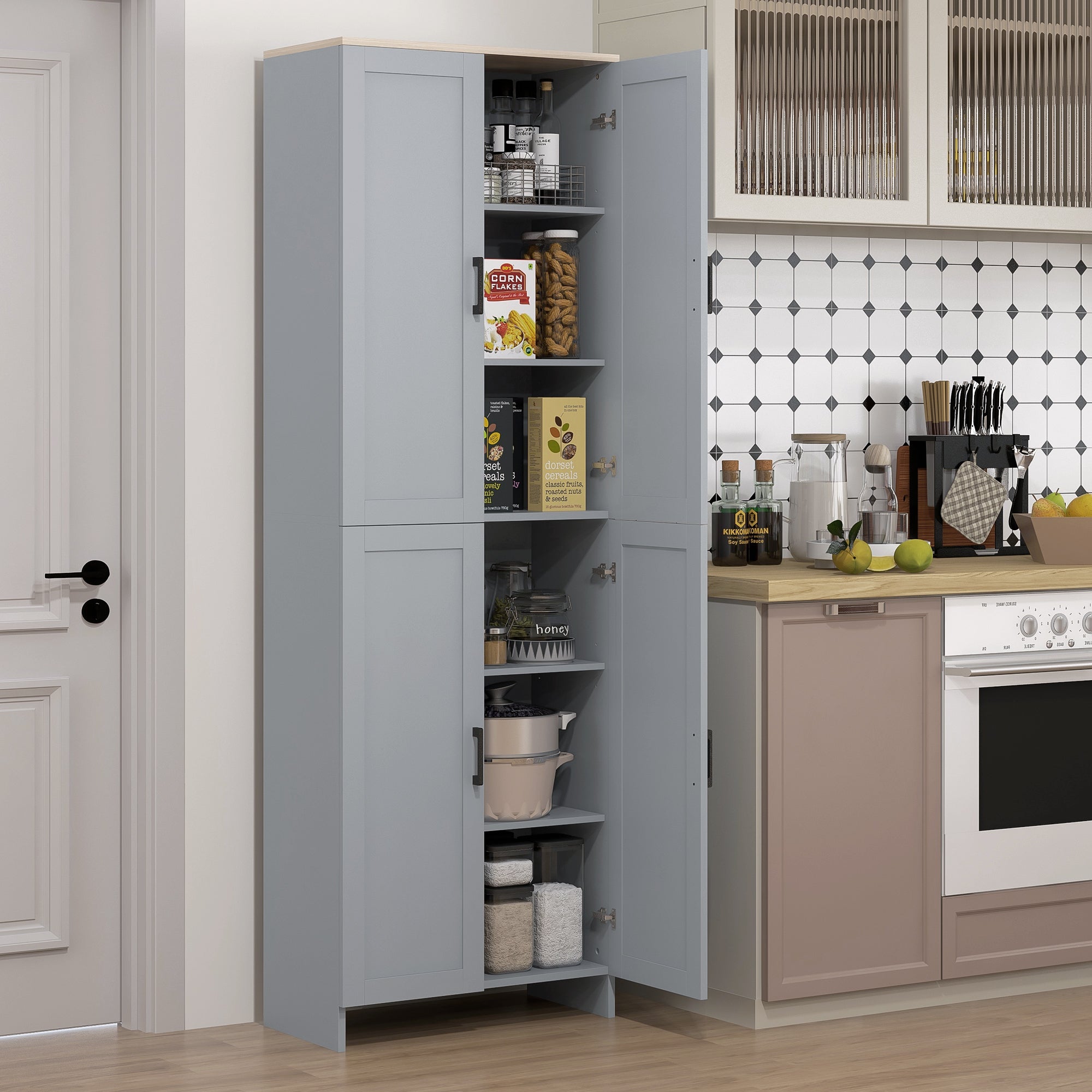 Vaisselier aggloméré 4 portes gris HOMCOM - 2