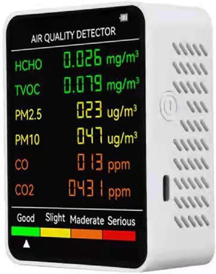 Wielofunkcyjny detektor jakości powietrza 6 w 1 PM2.5 PM10 HCHO TVOC CO CO2 Dwutlenek węgla Formaldehyd Ekran LCD Duży ekran Przenośny