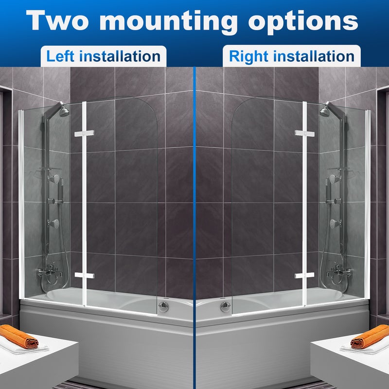 Pare-baignoire pivotant à 180degré pivotant Paroi de douche sanitaire 6mm Nano Repliable glass 2 parties 100x140cm Argent - 6