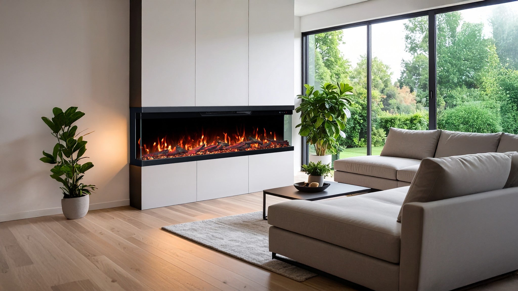 Cheminée électrique à 3 côtés Emotion Flame Unity 183 - feu premium, murale ou encastrable - 183x19x36 cm - cheminée LED - chauffage 900/1800 W - 6