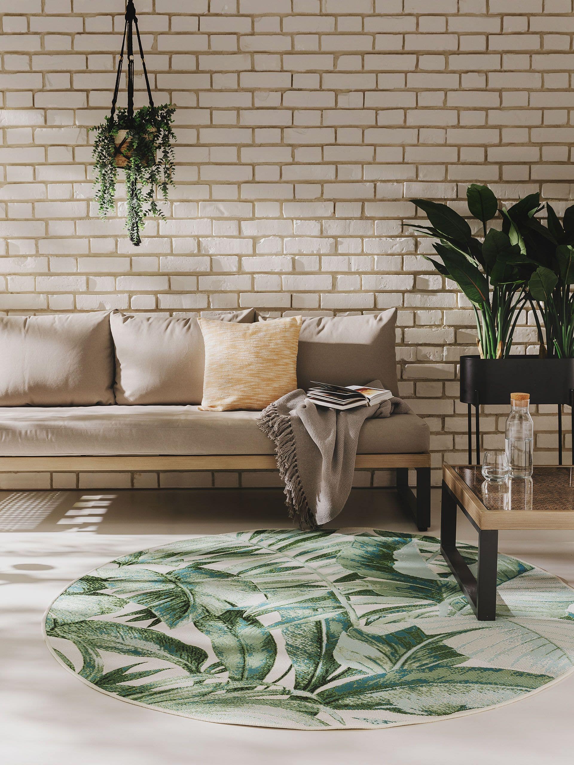 BENUTA - Tapis d'extérieur & intérieur rond vert ø 160 cm rond | Leroy ...