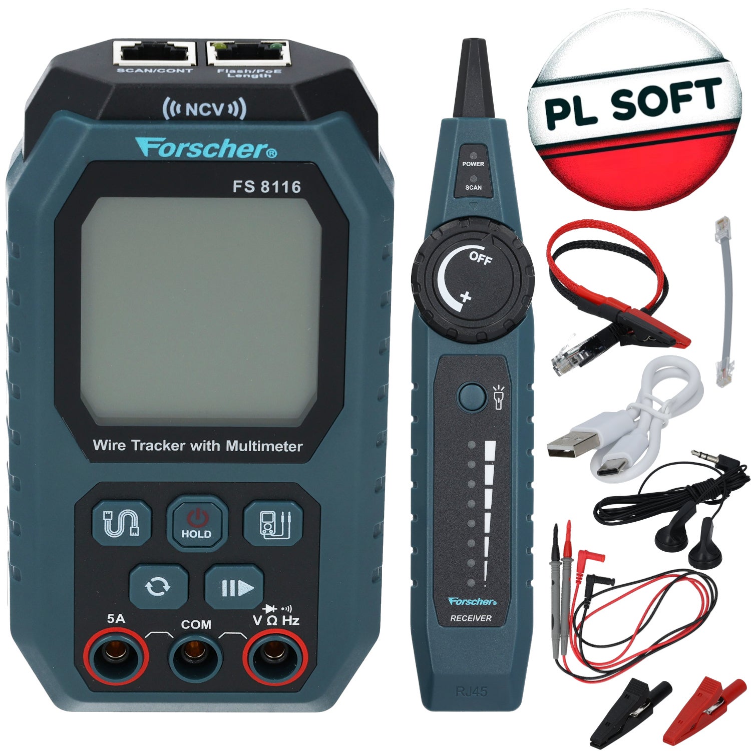 FORSCHER FS8116 TESTER LAN POE KABLI SIECIOWYCH RJ45 SZUKACZ PAR PRZEWODÓW