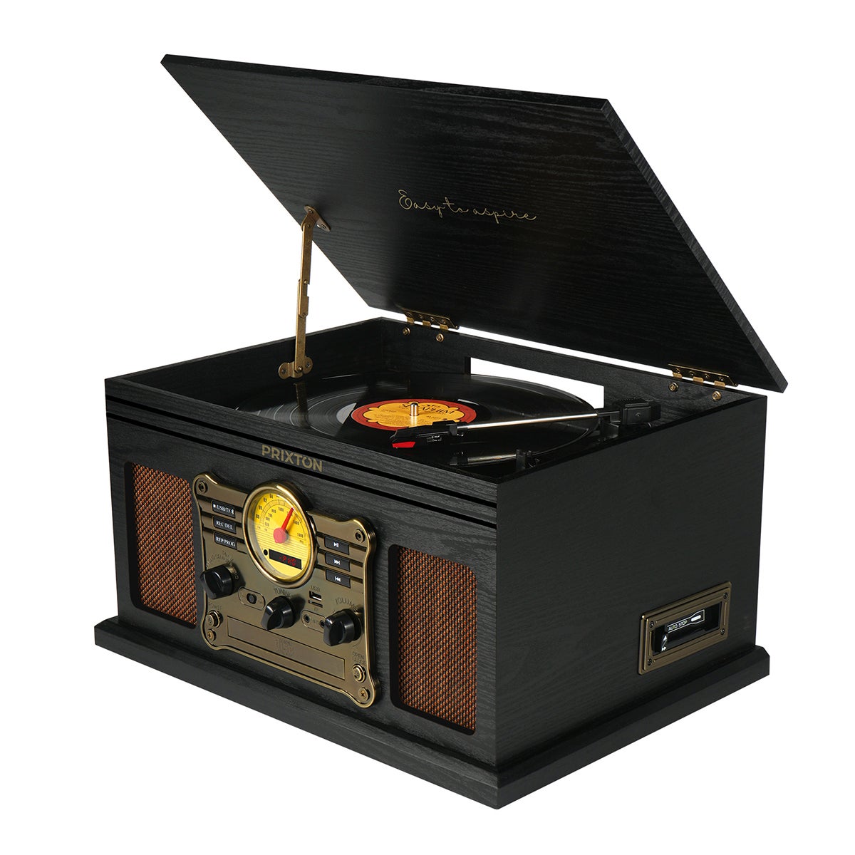 Giradischi 3 Velocità 33 45 78 Rpm Giradischi Bluetooth A 3 Velocità Con Altoparlanti Stereo - In Legno Chiaro, USB, RCA, Aux, Per Vinili 7/10/12 Lettore Cd