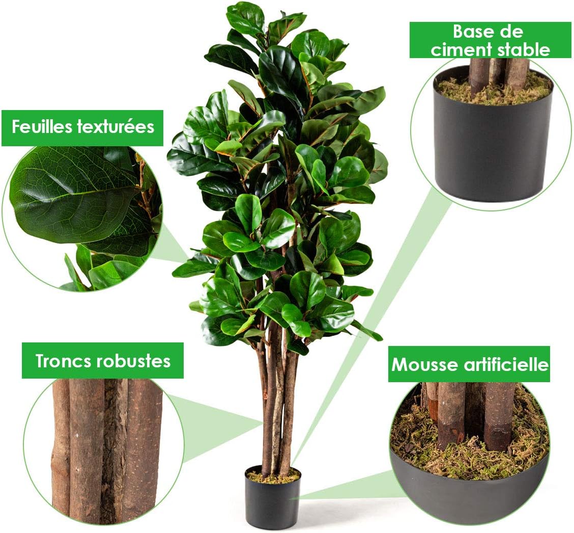 Pianta Finta Ficus 180 Cm - Albero Artificiale Per Interno Con Vaso