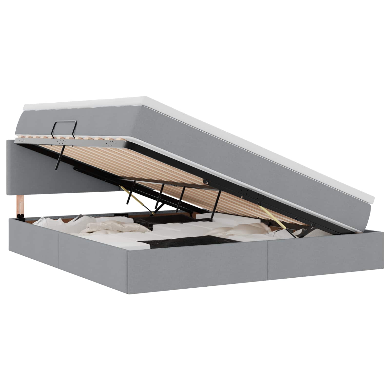 Lit avec rangement et matelas gris clair 180 x 200 cm en velours - 2
