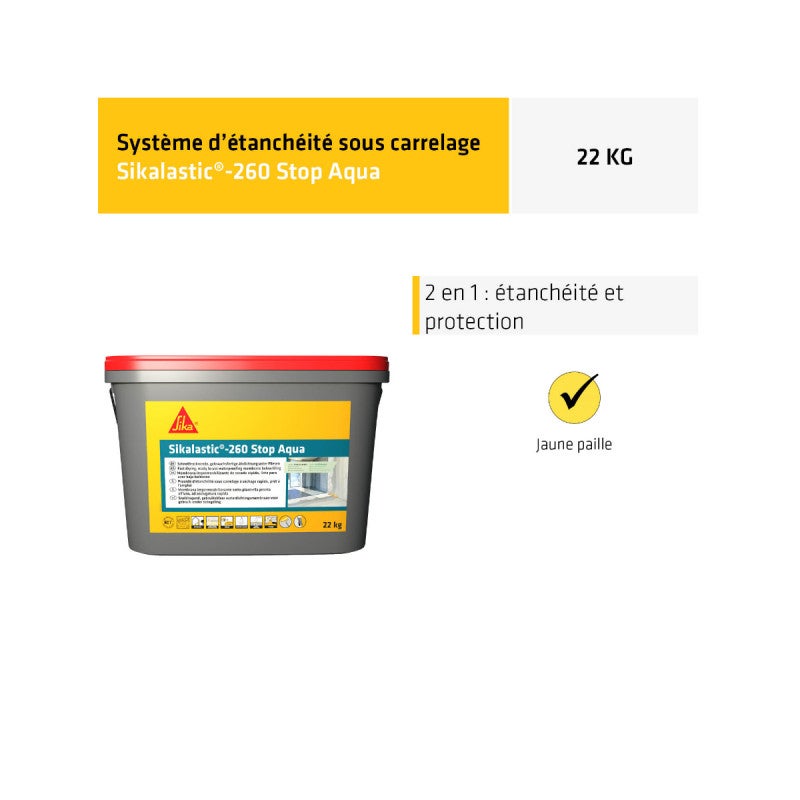Revêtement d'étanchéité sous carrelage Sikalastic-260 Stop Aqua - 8m² - 22kg - 2
