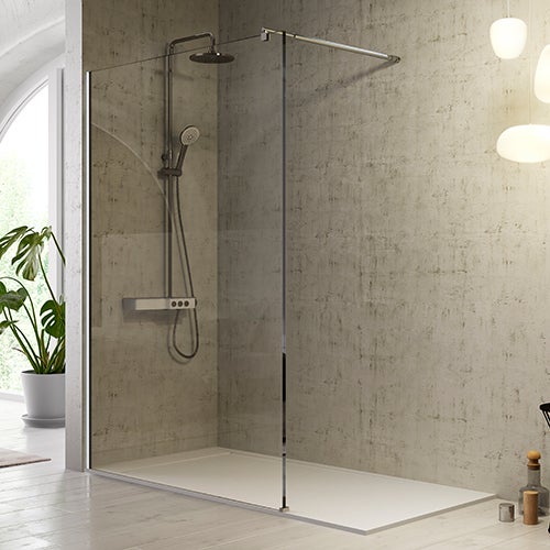 Mampara de Ducha Frontal de 1 cristal fijo - Cristal de Seguridad de 8 mm - Modelo Fresh (120 cm) - TRANSPARENTE