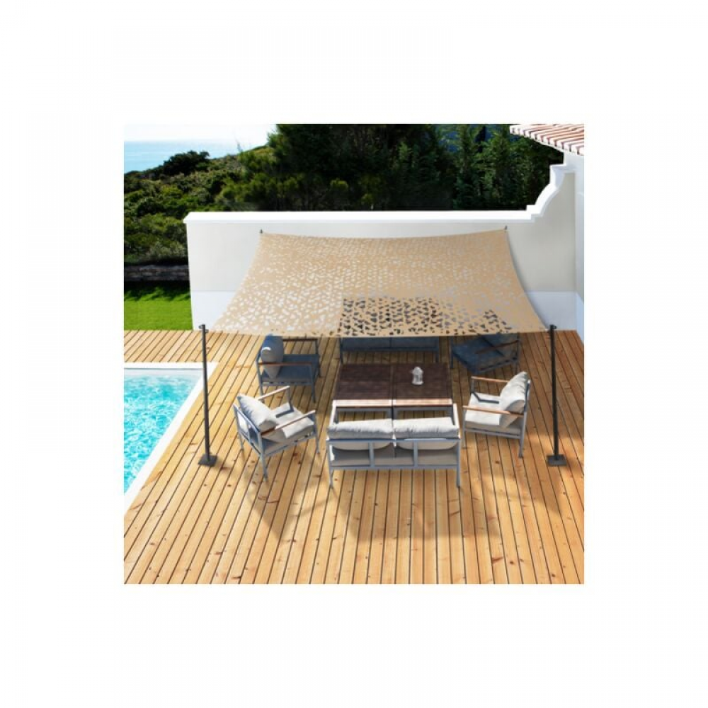 Filet d'ombrage camouflage, protection solaire - Voile d'ombrage rectangulaire - 3 x 4 m - Jaune sable - 2